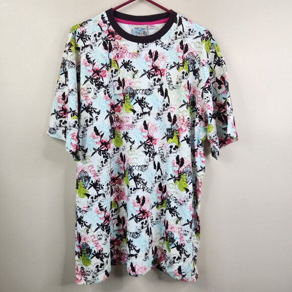 Artful Dodger Y2K Skull And Floral Bloodied Cleaved AOP Short Sleeve Tee 3XL - Picture 1 of 7